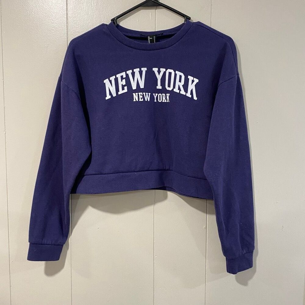 Forever 21 New York Cropped Sweatshirt Purple Size Small